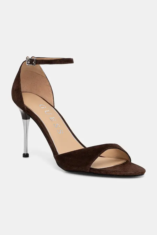 Guess Guess sandale s visokom potpeticom od brušene kože SEENA