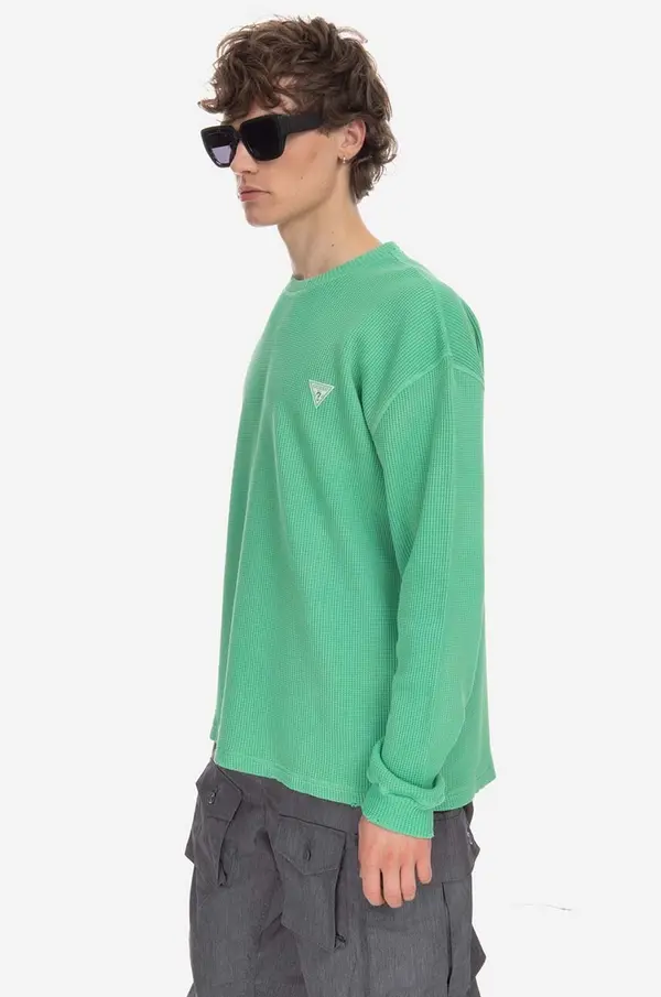 Guess U.S.A. Guess U.S.A. Pamučni pulover Guess Washed Waffle Ls M3GP00KBB20 F8DT