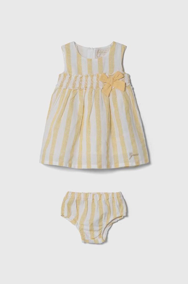 Guess Haljijna za bebe s primjesom lana Guess boja: žuta, mini, širi se prema dolje