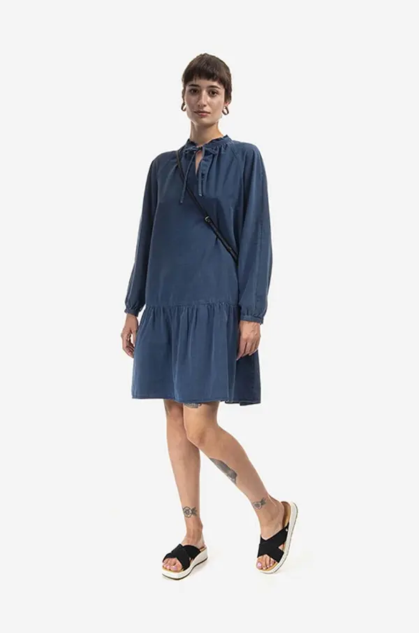 A.P.C. Haljina A.P.C. Robe Natalia boja: tamno plava, mini, širi se prema dolje, COEYL.F05944-INDIGOWASH