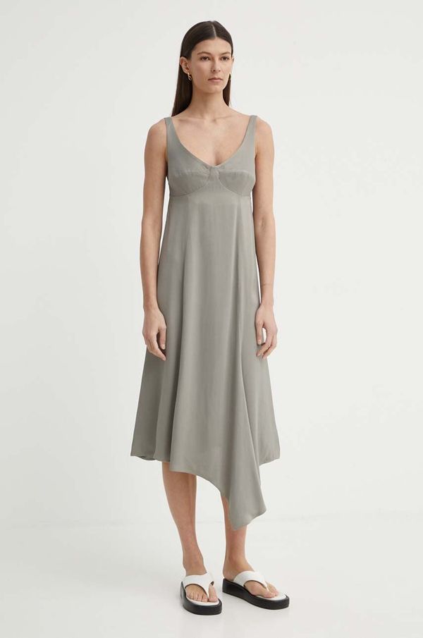 Aeron Haljina AERON ARRAY boja: siva, midi, širi se prema dolje, AW24RSDR498475