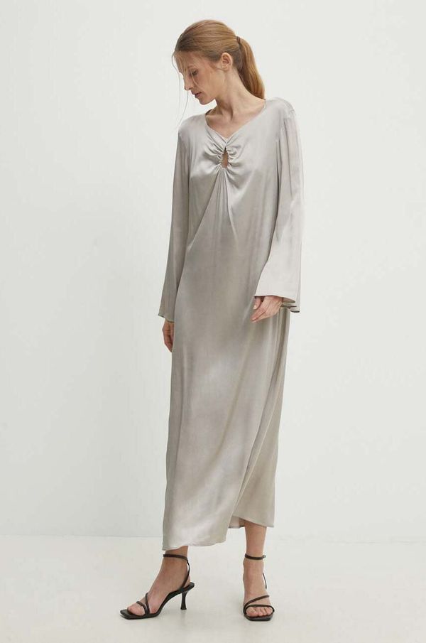 Answear Lab Haljina Answear Lab boja: bež, maxi, ravna