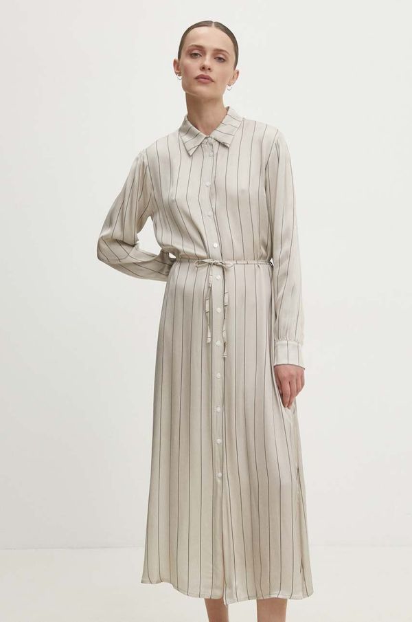 Answear Lab Haljina Answear Lab boja: bež, maxi, ravna