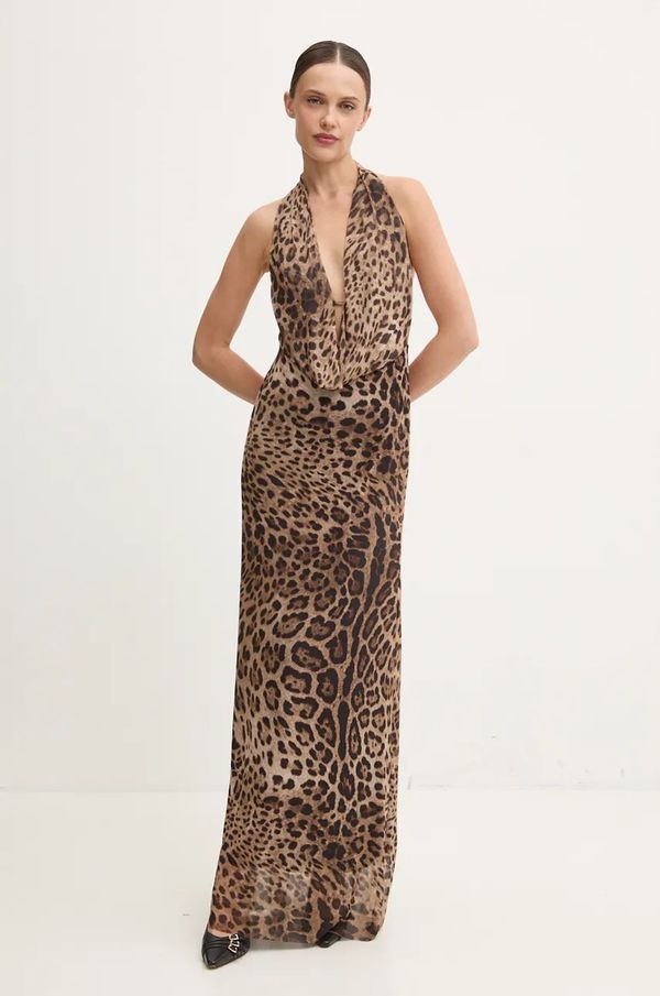 Answear Lab Haljina Answear Lab boja: bež, maxi, ravna