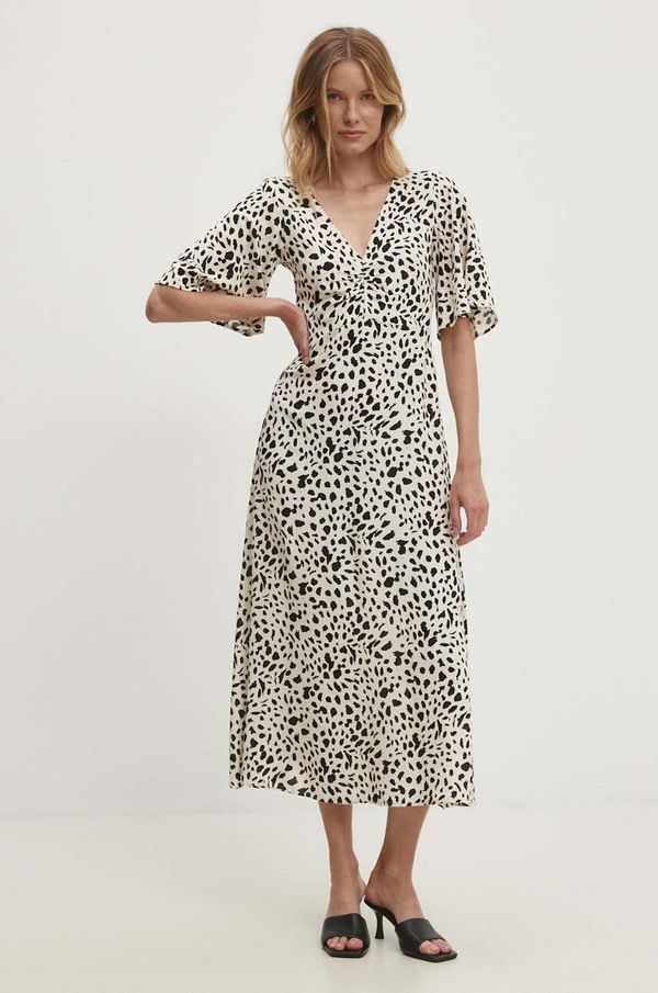 Answear Lab Haljina Answear Lab boja: bež, maxi, širi se prema dolje