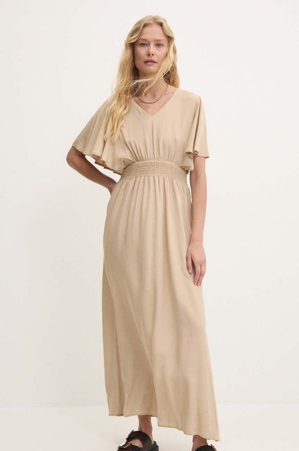Answear Lab Haljina Answear Lab boja: bež, maxi, širi se prema dolje