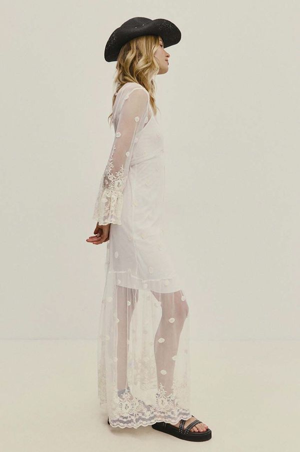 Answear Lab Haljina Answear Lab boja: bež, maxi, širi se prema dolje