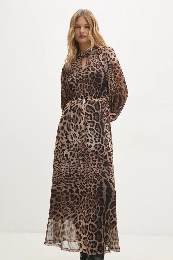 Answear Lab Haljina Answear Lab boja: bež, maxi, širi se prema dolje