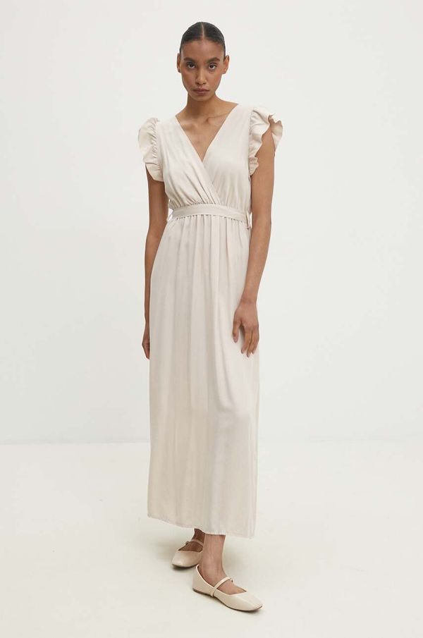 Answear Lab Haljina Answear Lab boja: bež, maxi, širi se prema dolje