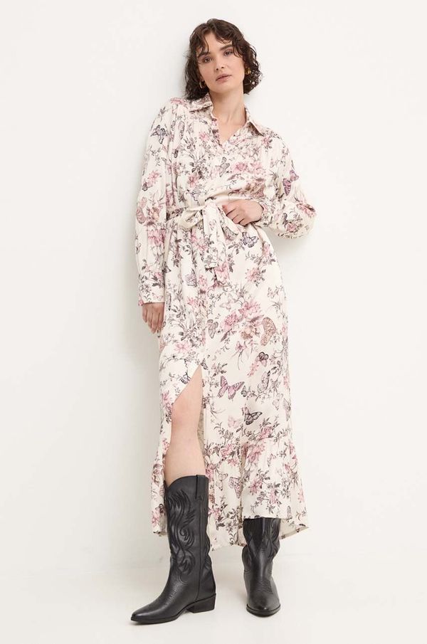 Answear Lab Haljina Answear Lab boja: bež, maxi, širi se prema dolje