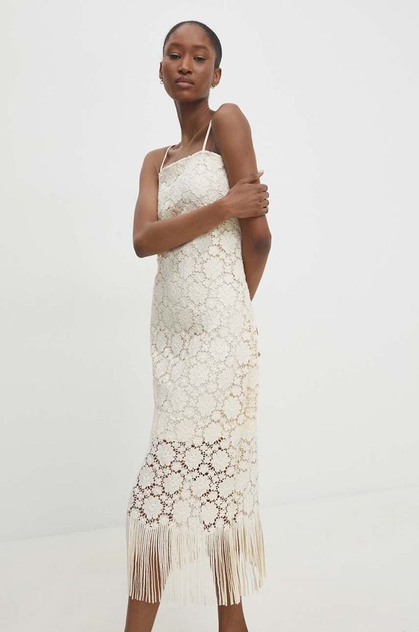 Answear Lab Haljina Answear Lab boja: bež, midi, ravna