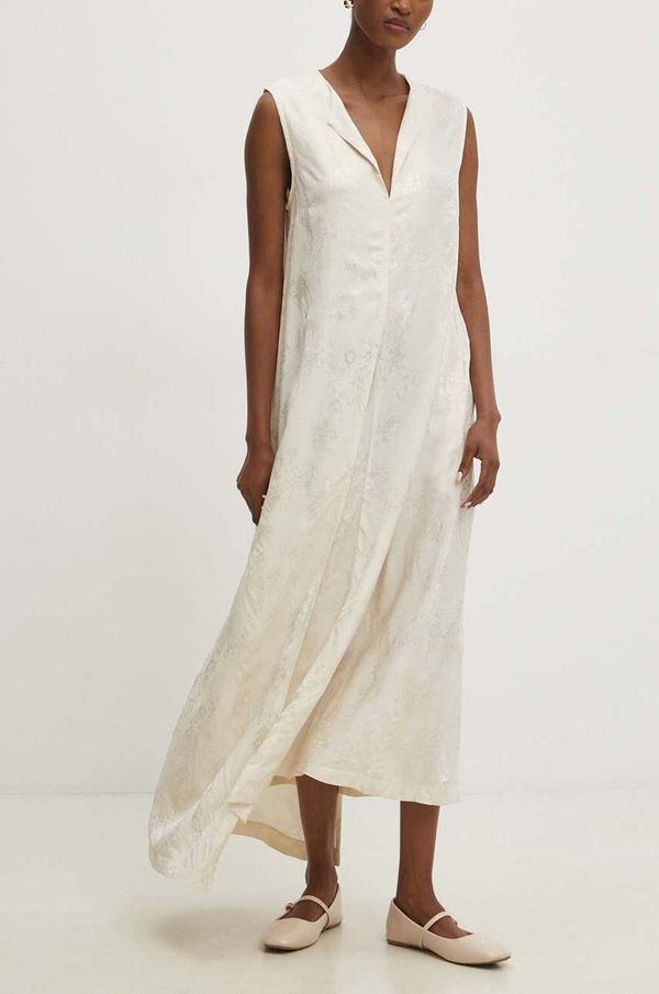 Answear Lab Haljina Answear Lab boja: bež, midi, ravna