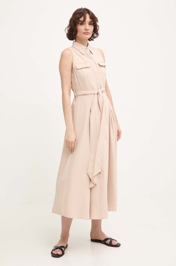 Answear Lab Haljina Answear Lab boja: bež, midi, širi se prema dolje