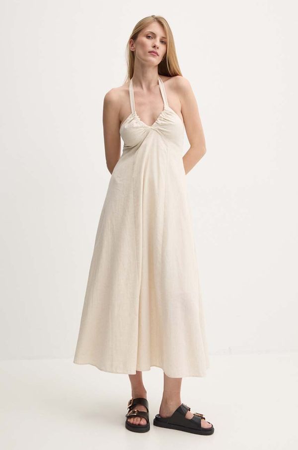 Answear Lab Haljina Answear Lab boja: bež, midi, širi se prema dolje