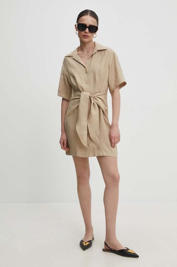 Answear Lab Haljina Answear Lab boja: bež, mini, širi se prema dolje