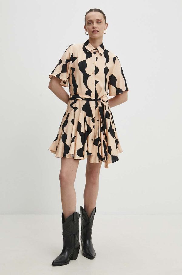 Answear Lab Haljina Answear Lab boja: bež, mini, širi se prema dolje