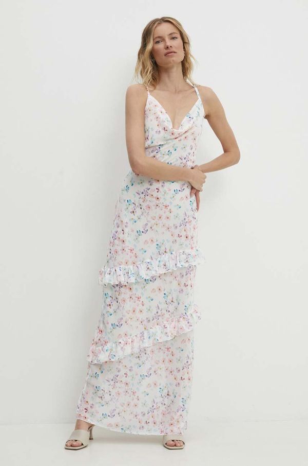 Answear Lab Haljina Answear Lab boja: bijela, maxi, širi se prema dolje