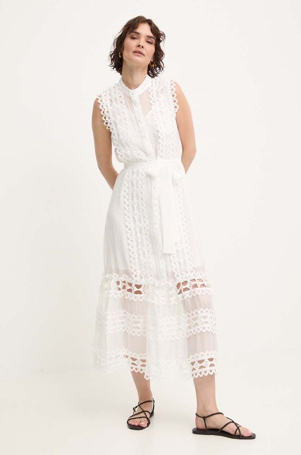 Answear Lab Haljina Answear Lab boja: bijela, maxi, širi se prema dolje