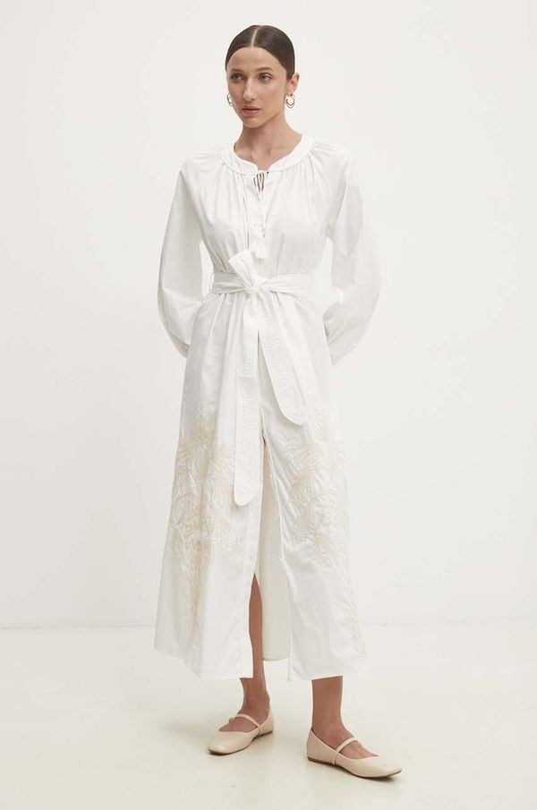 Answear Lab Haljina Answear Lab boja: bijela, maxi, širi se prema dolje