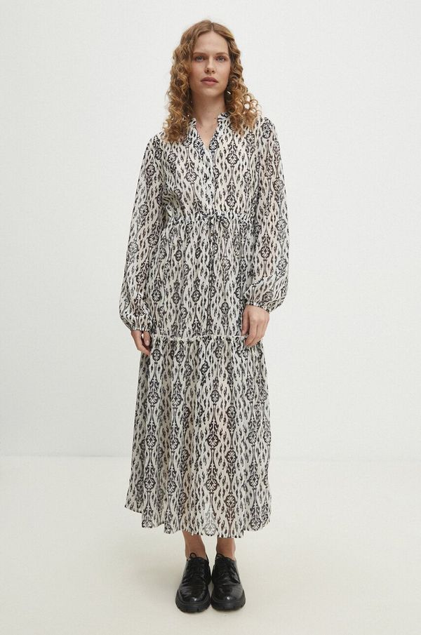 Answear Lab Haljina Answear Lab boja: bijela, maxi, širi se prema dolje