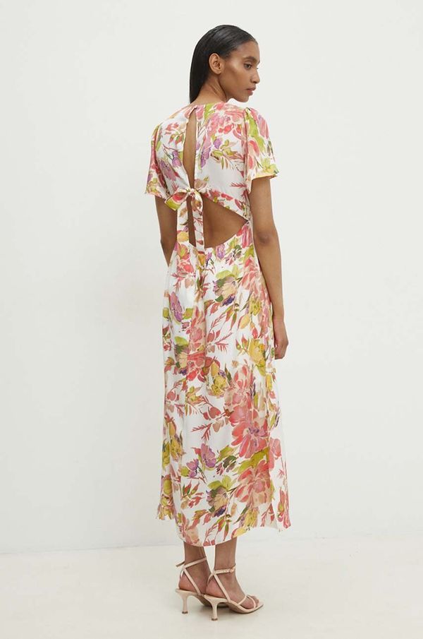 Answear Lab Haljina Answear Lab boja: bijela, midi, širi se prema dolje