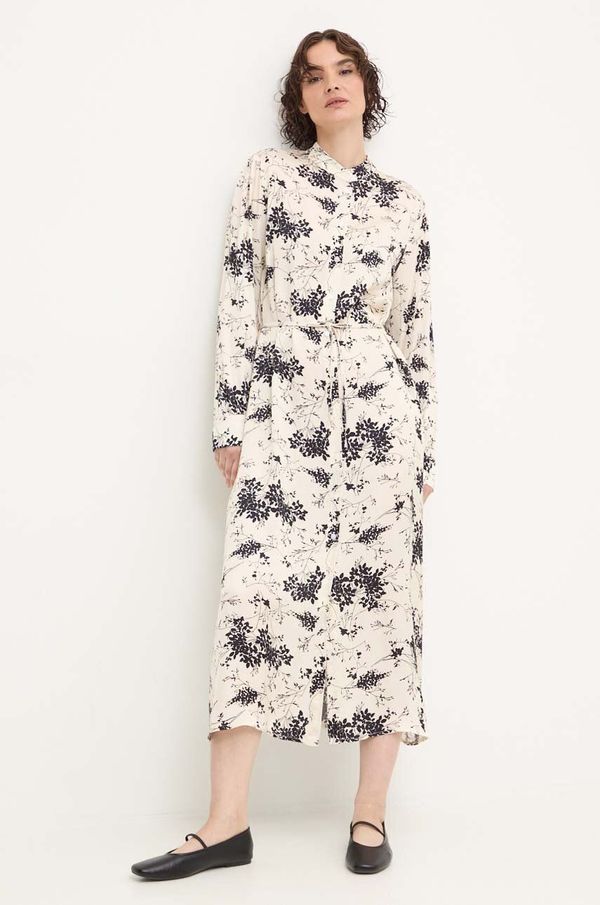 Answear Lab Haljina Answear Lab boja: bijela, midi, širi se prema dolje