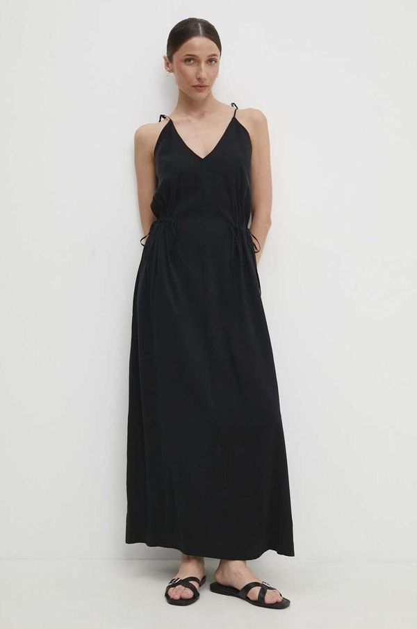 Answear Lab Haljina Answear Lab boja: crna, maxi, širi se prema dolje