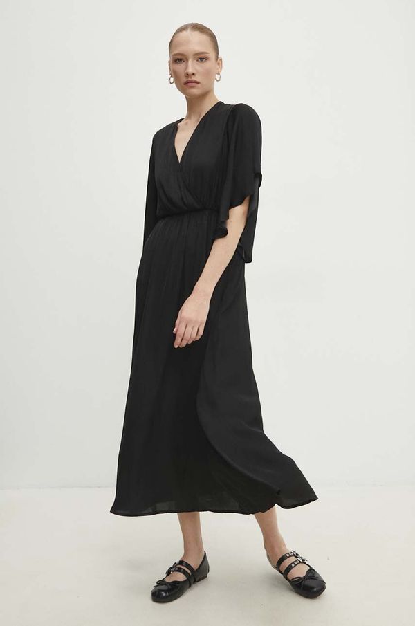 Answear Lab Haljina Answear Lab boja: crna, maxi, širi se prema dolje