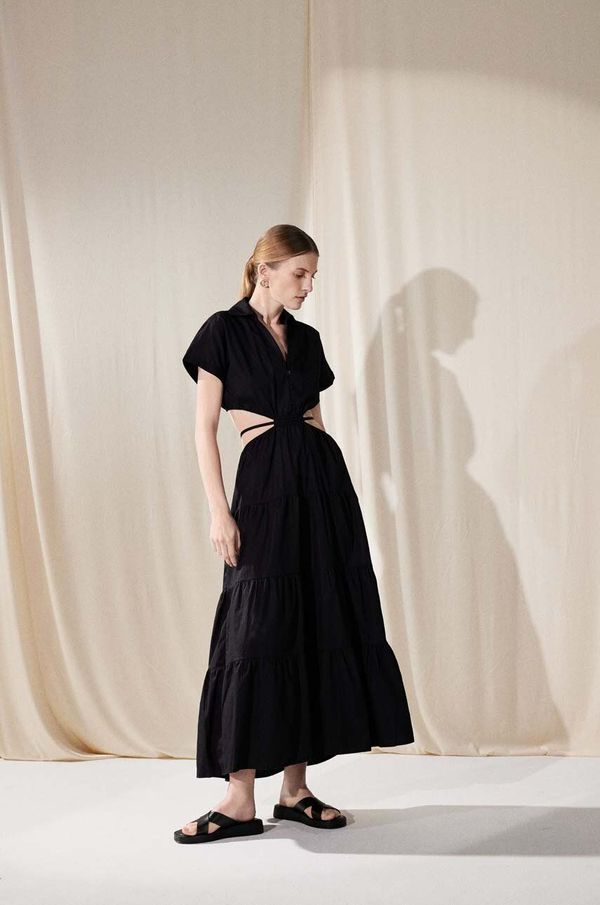 Answear Lab Haljina Answear Lab boja: crna, maxi, širi se prema dolje