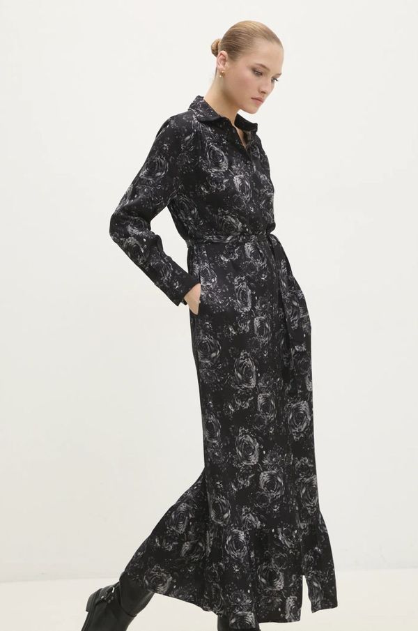 Answear Lab Haljina Answear Lab boja: crna, maxi, širi se prema dolje