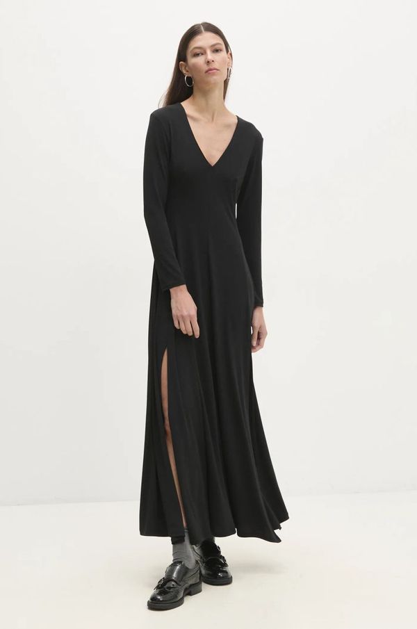 Answear Lab Haljina Answear Lab boja: crna, maxi, širi se prema dolje