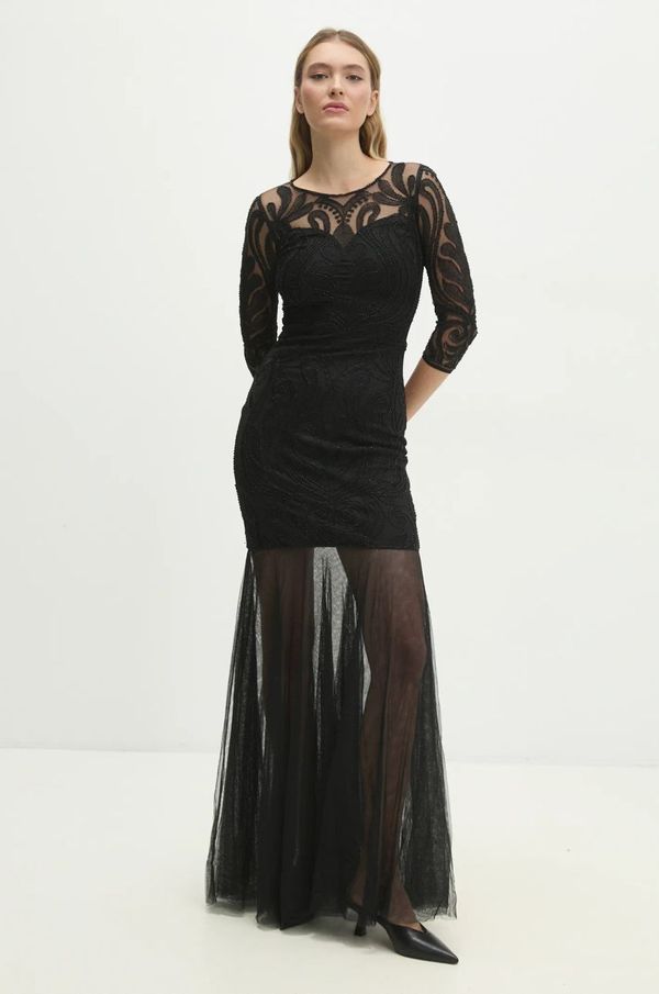 Answear Lab Haljina Answear Lab boja: crna, maxi, širi se prema dolje