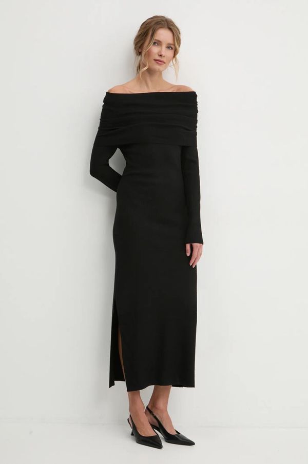 Answear Lab Haljina Answear Lab boja: crna, maxi, širi se prema dolje