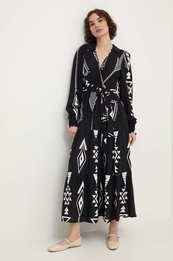 Answear Lab Haljina Answear Lab boja: crna, maxi, širi se prema dolje