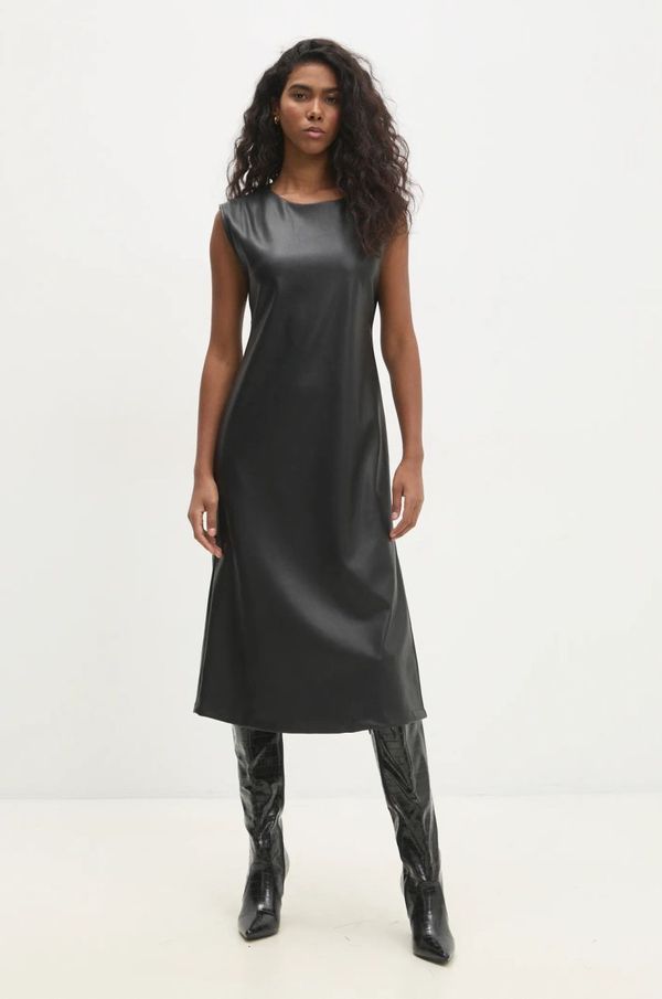 Answear Lab Haljina Answear Lab boja: crna, midi, ravna