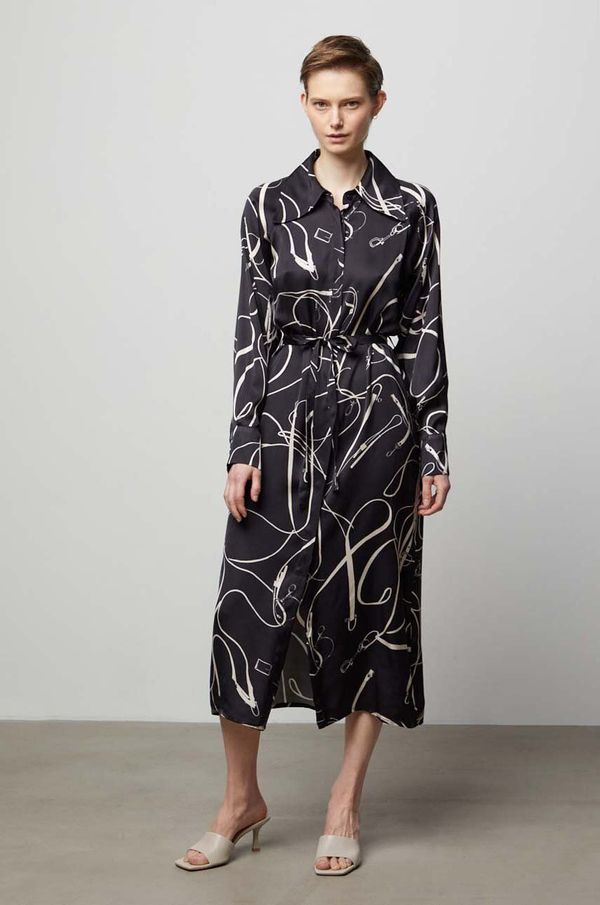 Answear Lab Haljina Answear Lab boja: crna, midi, ravna