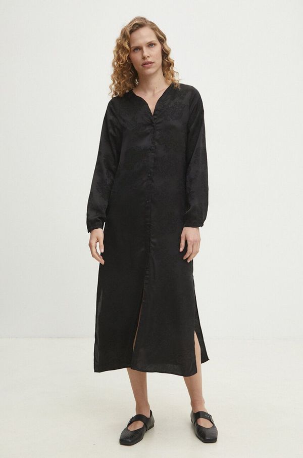 Answear Lab Haljina Answear Lab boja: crna, midi, ravna