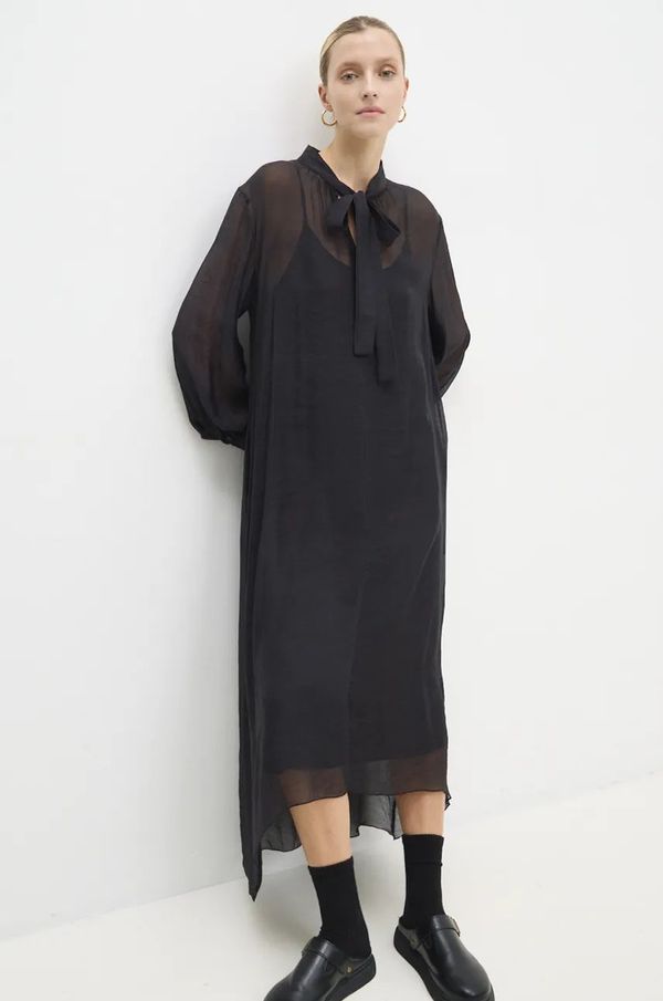 Answear Lab Haljina Answear Lab boja: crna, midi, ravna