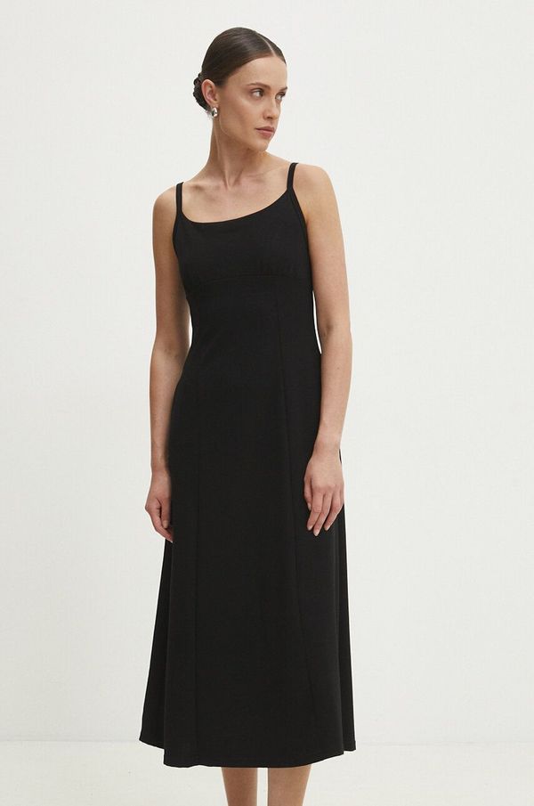 Answear Lab Haljina Answear Lab boja: crna, midi, širi se prema dolje