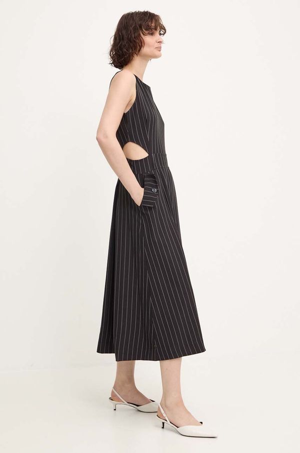 Answear Lab Haljina Answear Lab boja: crna, midi, širi se prema dolje