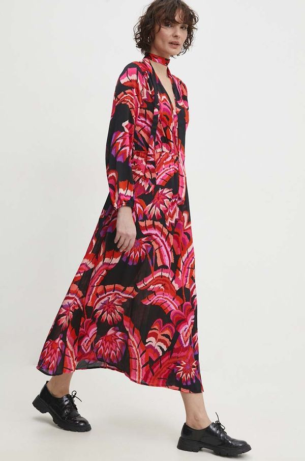 Answear Lab Haljina Answear Lab boja: crna, midi, širi se prema dolje