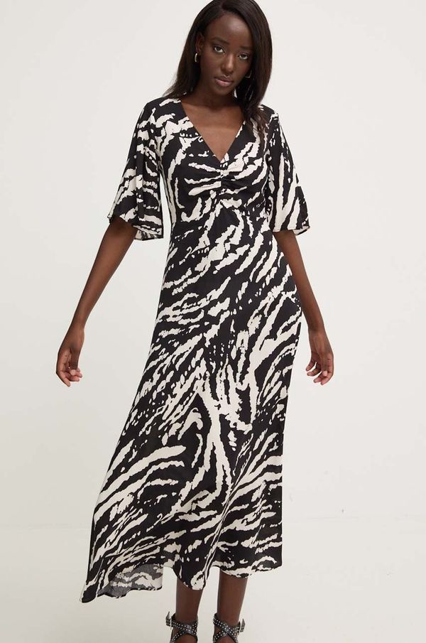 Answear Lab Haljina Answear Lab boja: crna, midi, širi se prema dolje