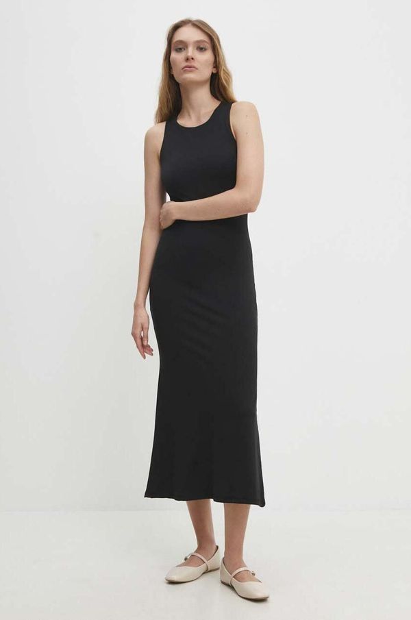 Answear Lab Haljina Answear Lab boja: crna, midi, širi se prema dolje