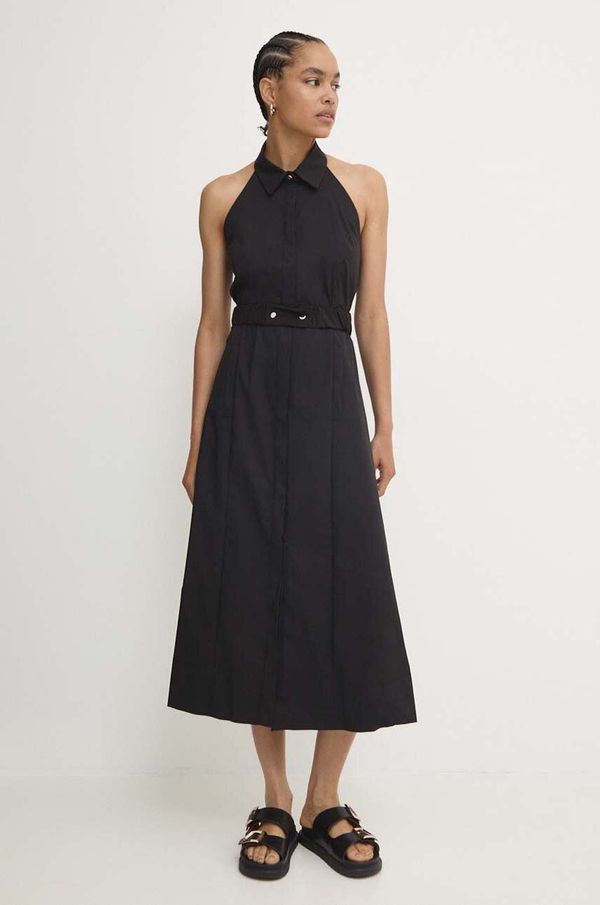 Answear Lab Haljina Answear Lab boja: crna, midi, širi se prema dolje