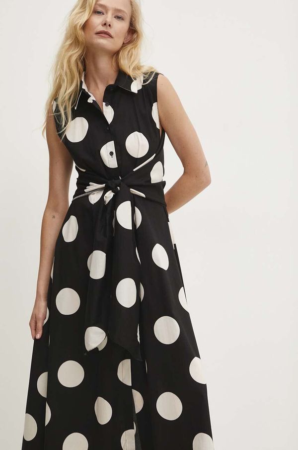 Answear Lab Haljina Answear Lab boja: crna, midi, širi se prema dolje