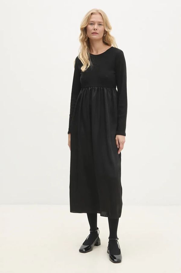 Answear Lab Haljina Answear Lab boja: crna, midi, širi se prema dolje