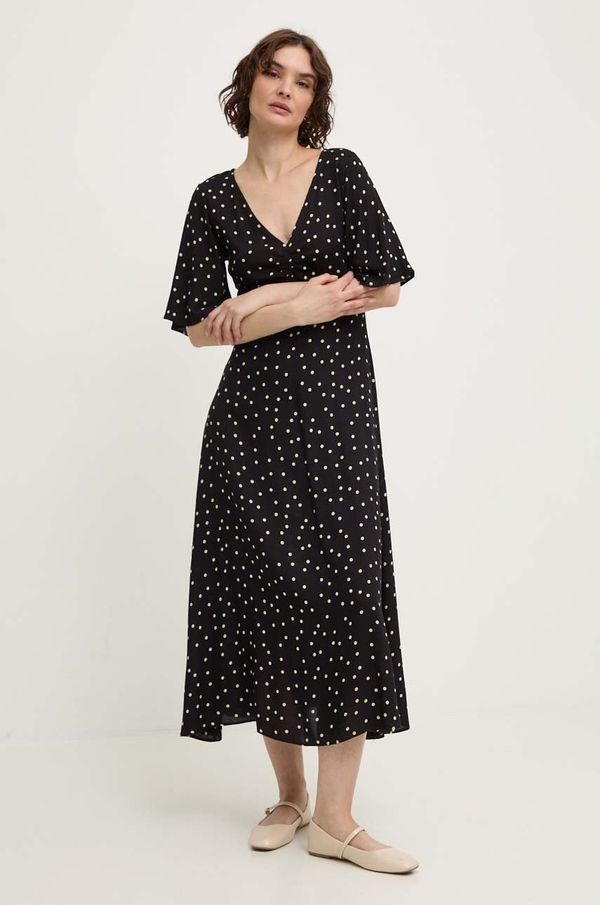 Answear Lab Haljina Answear Lab boja: crna, midi, širi se prema dolje