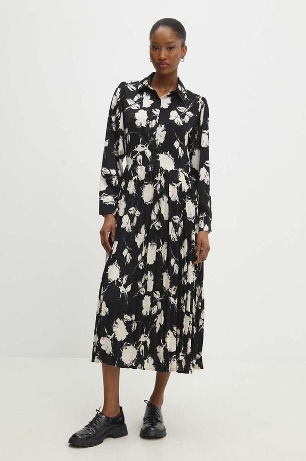 Answear Lab Haljina Answear Lab boja: crna, midi, širi se prema dolje