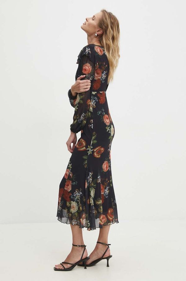 Answear Lab Haljina Answear Lab boja: crna, midi, širi se prema dolje