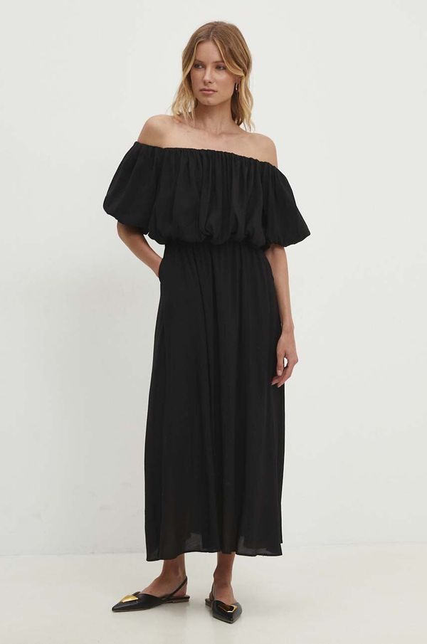 Answear Lab Haljina Answear Lab boja: crna, midi, širi se prema dolje